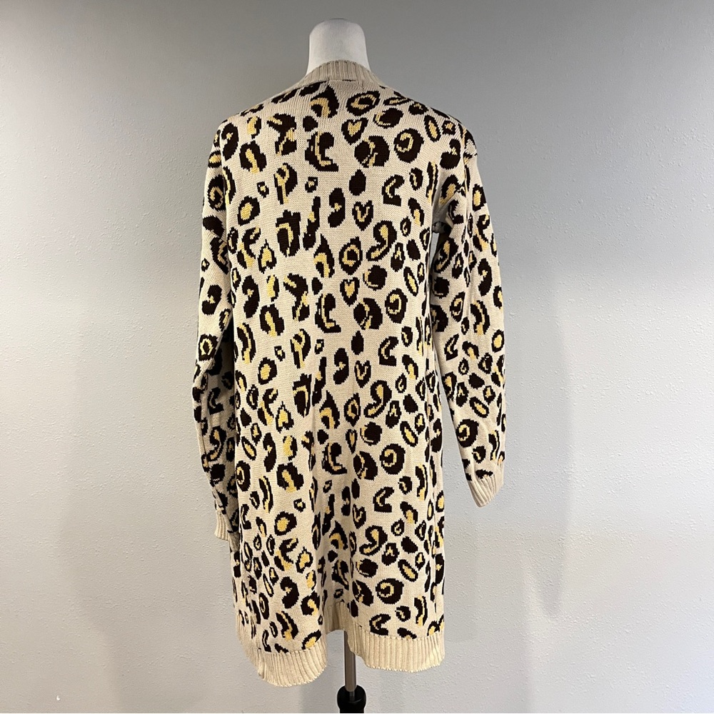 Leopard Print Open Front Cardigan‎ Sweater - Picture 6 of 12